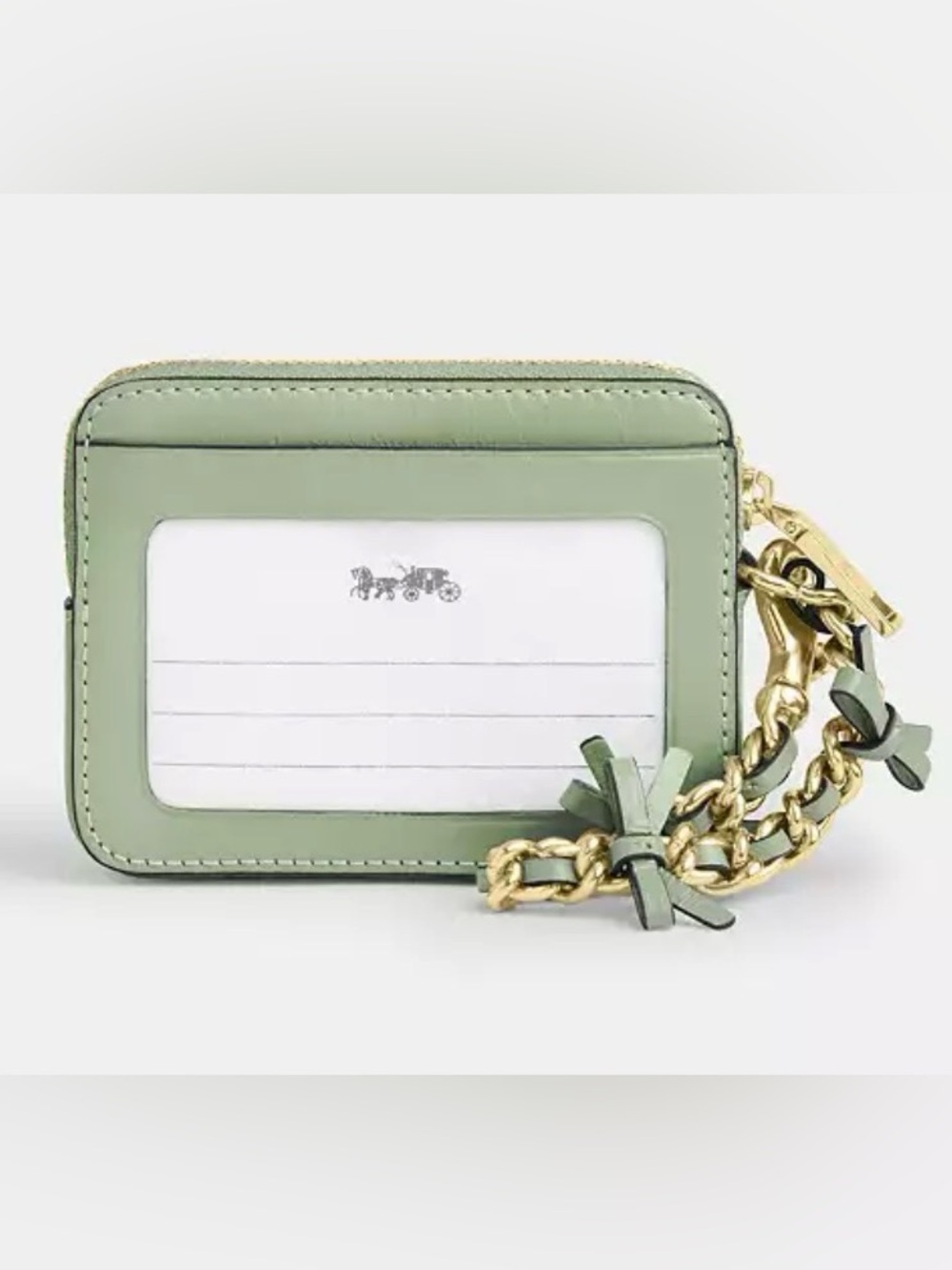 Coach Zip card case with bows in pistachio - Picture 2 of 6